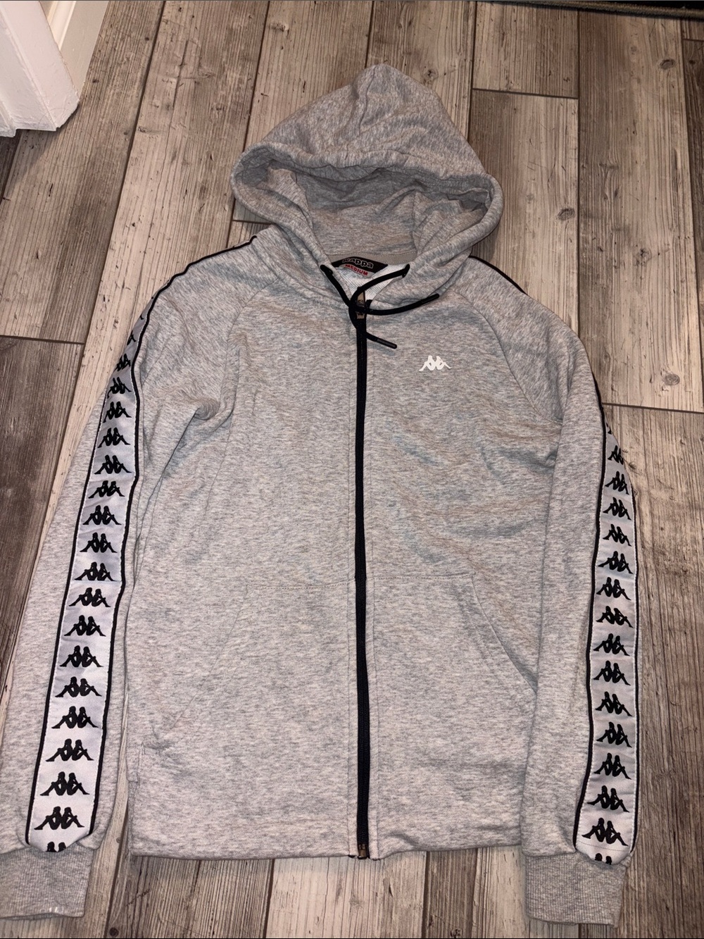 Kappa women’s M Light Gray Zip-Up Hoodie with Logo Tape